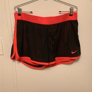 Nike Women's Black and Orange Athletic Shorts